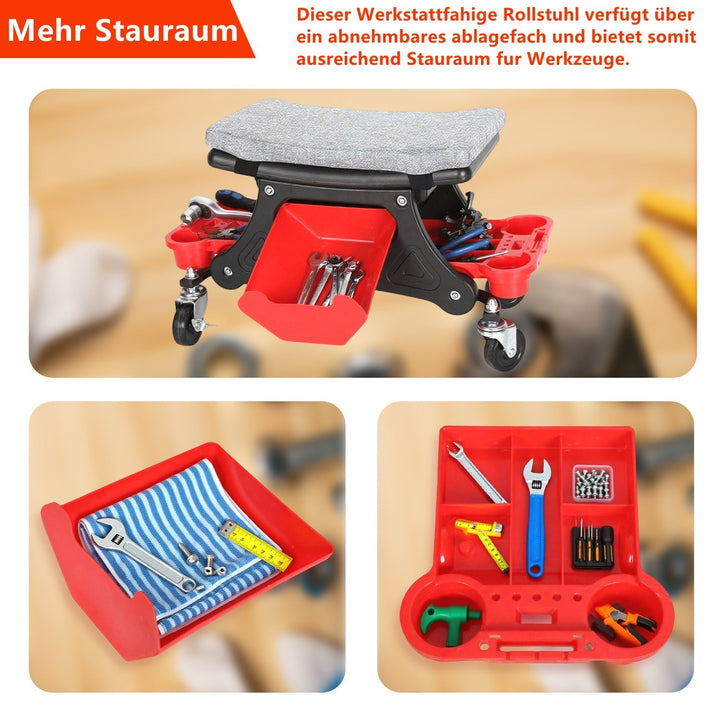 Workshop stool roll stool with storage box | Bowlift