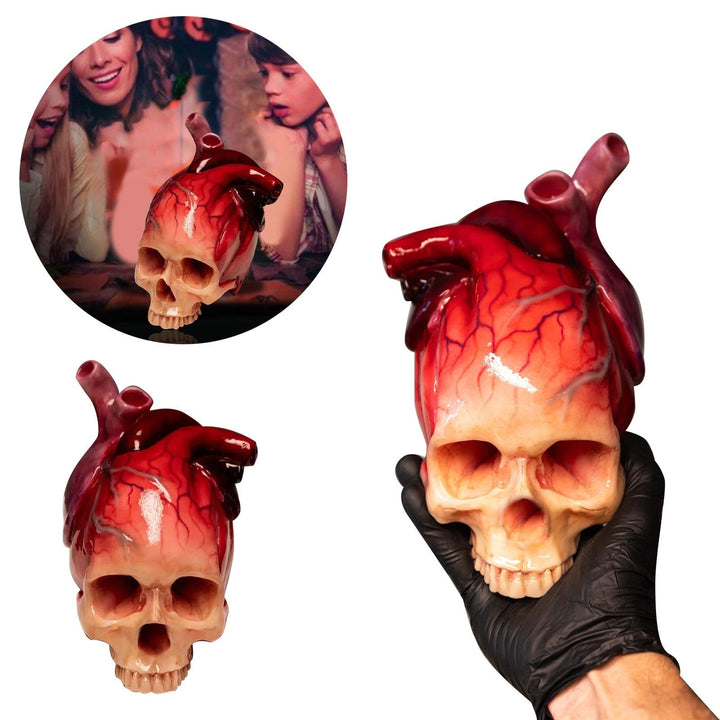 BowLift | SpookyHeart Realistic Halloween Heart-Shaped Skull Sculpture