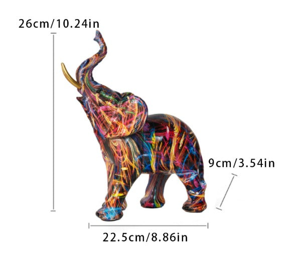 BowLift | Abstract Elephant Statue – Colourful African Design with Raised Trunk for Good Luck