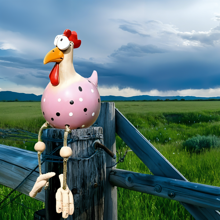 BowLift | Whimsy Big-Eyed Rooster Garden Statue – Weatherproof Resin Chicken Ornament