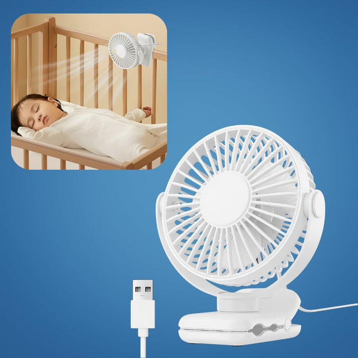 on USB Desk Fan Clamp Air Circulator – Long-Battery Cooling – Flame-Retardant Clamp – Quiet Nursery or Home-Office Use Bowlift