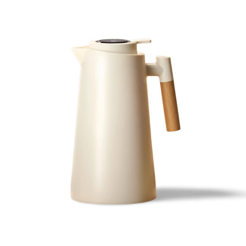 BowLift | Insulated Glass Thermo Jug – Temperature Display & Wood Handle