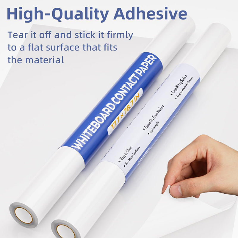 BowLift | 2 Pack Dry Erase Whiteboard Sticker 17.7" X 78.7"Self-Adhesive White Board Peel Stick Paper to Do List for School, Office, Home