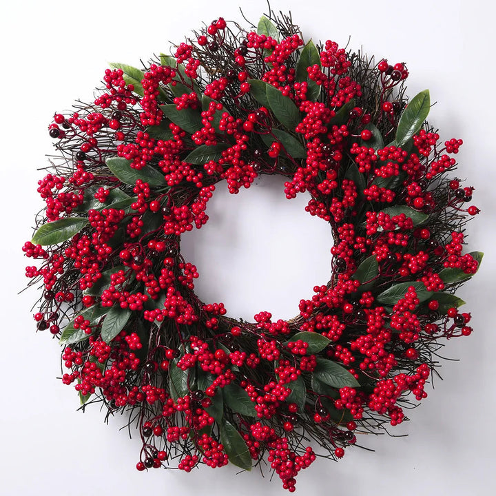 BowLift | Christmas Wreaths with Red Berries and Cypress Leaves – Ideal Decoration for the Holidays