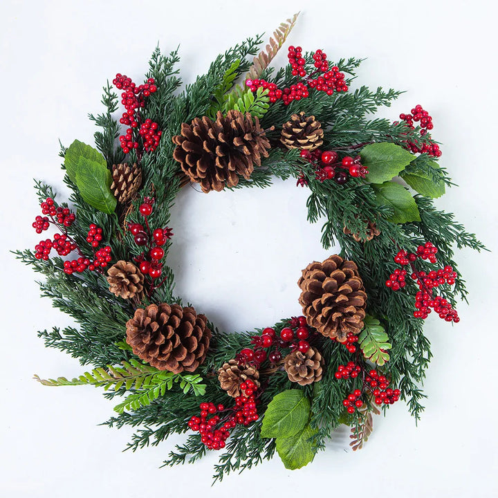 BowLift | Christmas Wreaths with Red Berries and Cypress Leaves – Ideal Decoration for the Holidays