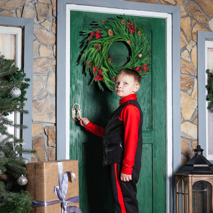 BowLift | Christmas Wreaths with Red Berries and Cypress Leaves – Ideal Decoration for the Holidays