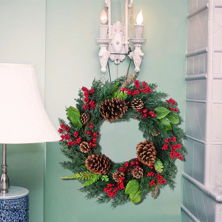 BowLift | Christmas Wreaths with Red Berries and Cypress Leaves – Ideal Decoration for the Holidays
