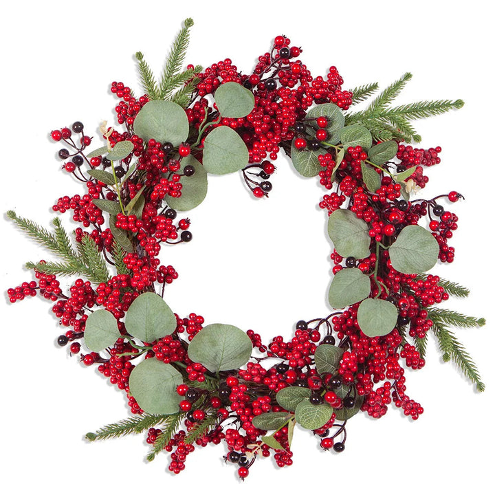 BowLift | Christmas Wreaths with Red Berries and Cypress Leaves – Ideal Decoration for the Holidays