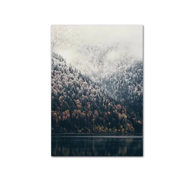 Wilderness Landscape Mountain Lake Forest Wall Art Fine Art Canvas Prints Pictures Of Calm For Living Room Dining Room Art Decor | Bowlift