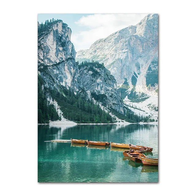 Wilderness Landscape Mountain Lake Forest Wall Art Fine Art Canvas Prints Pictures Of Calm For Living Room Dining Room Art Decor | Bowlift