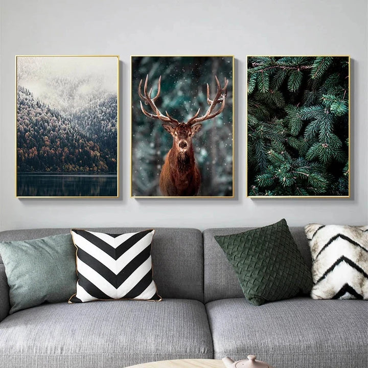 Wilderness Landscape Mountain Lake Forest Wall Art Fine Art Canvas Prints Pictures Of Calm For Living Room Dining Room Art Decor | Bowlift