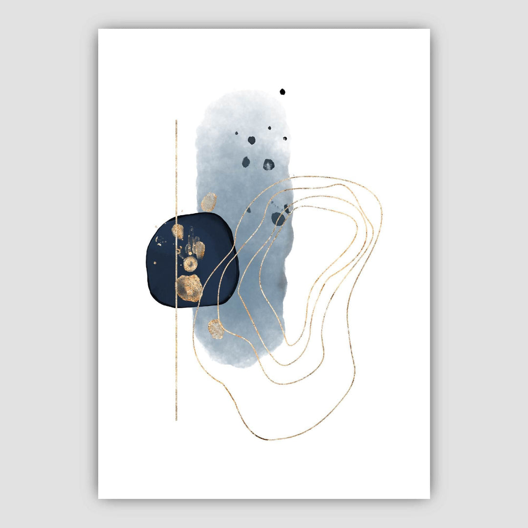 Abstract Winter Mood Blue Gold Art Prints | Bowlift