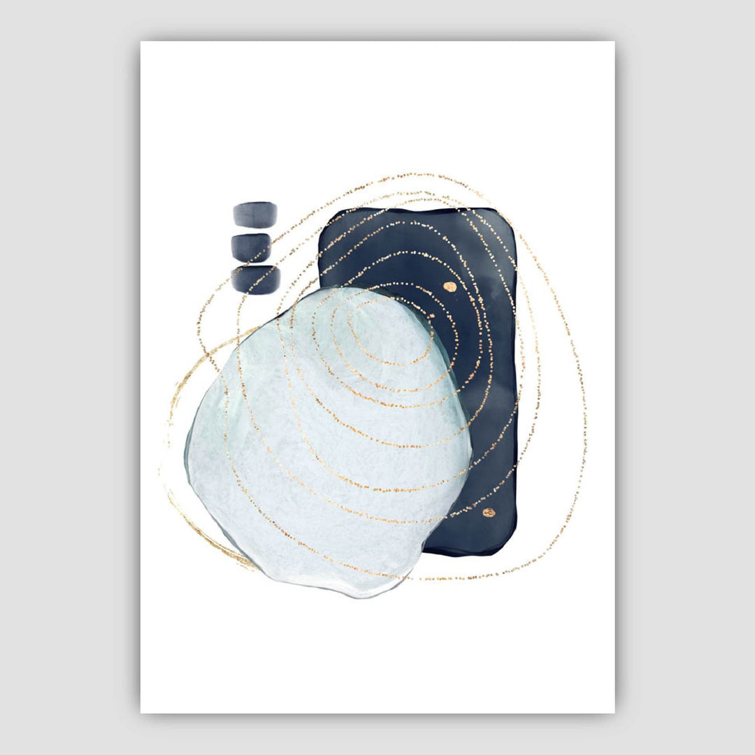Abstract Winter Mood Blue Gold Art Prints | Bowlift