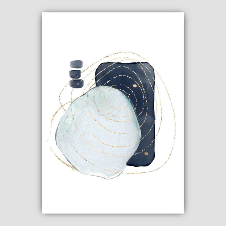 Abstract Winter Mood Blue Gold Art Prints | Bowlift