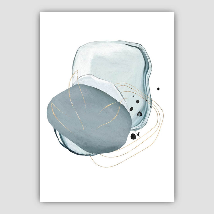 Abstract Winter Mood Aqua, Navy Blue, Gold Art Prints | Bowlift