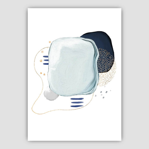 Abstract Winter Mood Blue Gold Art Prints | Bowlift