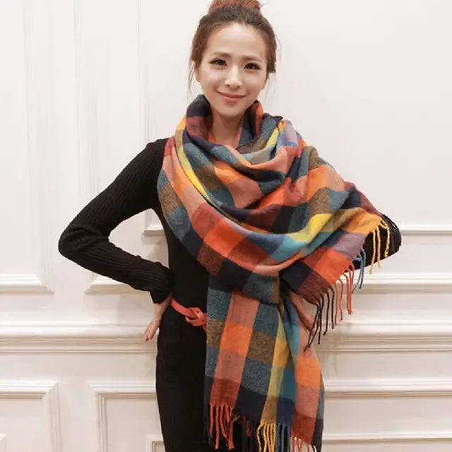 BowLift | Nordiva Winter Scarf | Checked Design | Soft Imitation Cashmere | 180 cm