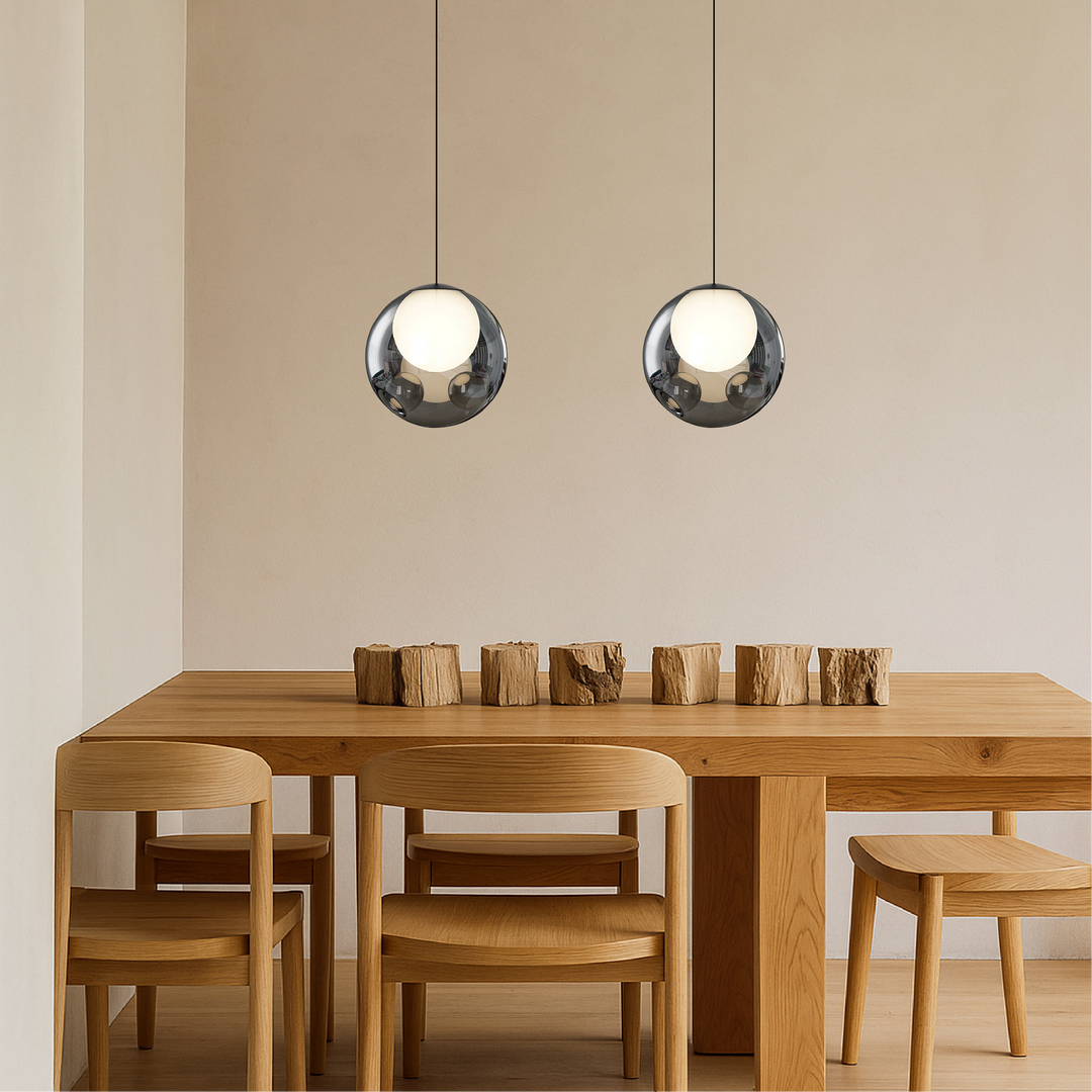 BowLift | Italian Glass Pendant Lamp with Height Adjustment – Elegant Lamp for Living Rooms and Dining Rooms, Perfect as a Lamp Over the Table
