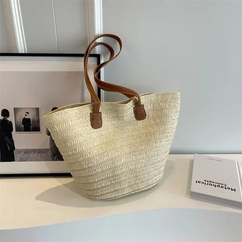 BowLift | Basket Shoulder Bag for Women – Woven Design – practical and spacious – versatile carrying options – Wall Clock