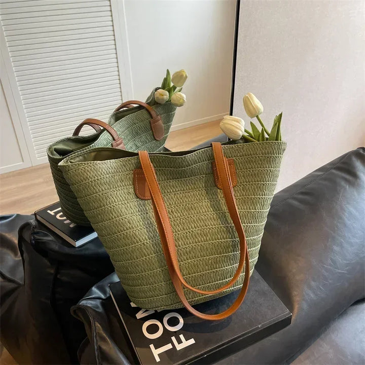 BowLift | Basket Shoulder Bag for Women – Woven Design – practical and spacious – versatile carrying options – Wall Clock