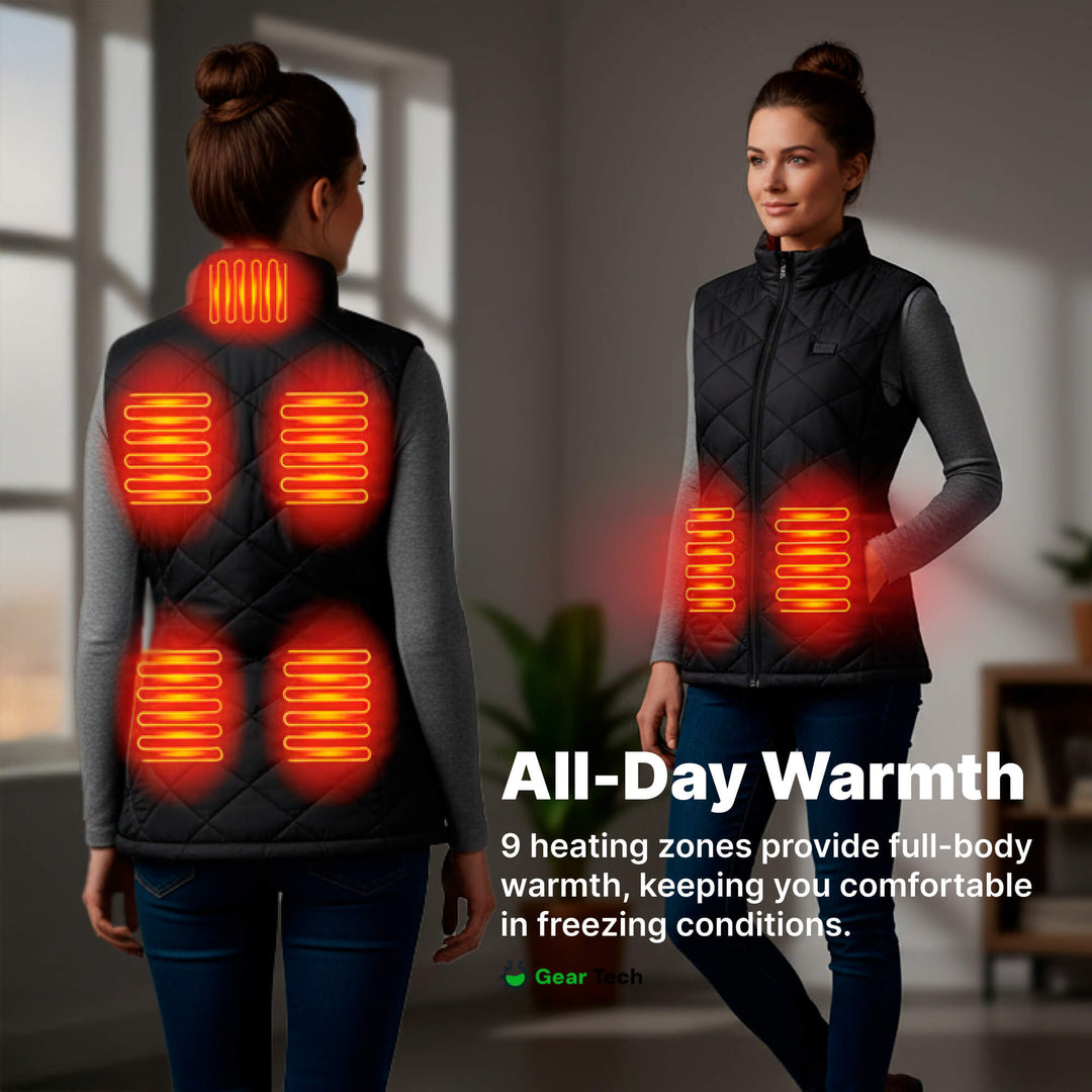 BowLift | Women's Heated Gilet | 9 Heating Zones, Customisable Heat Settings & Lightweight Design for Cold Weather Activities