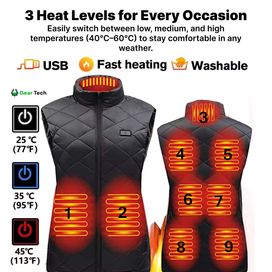 BowLift | Women's Heated Gilet | 9 Heating Zones, Customisable Heat Settings & Lightweight Design for Cold Weather Activities