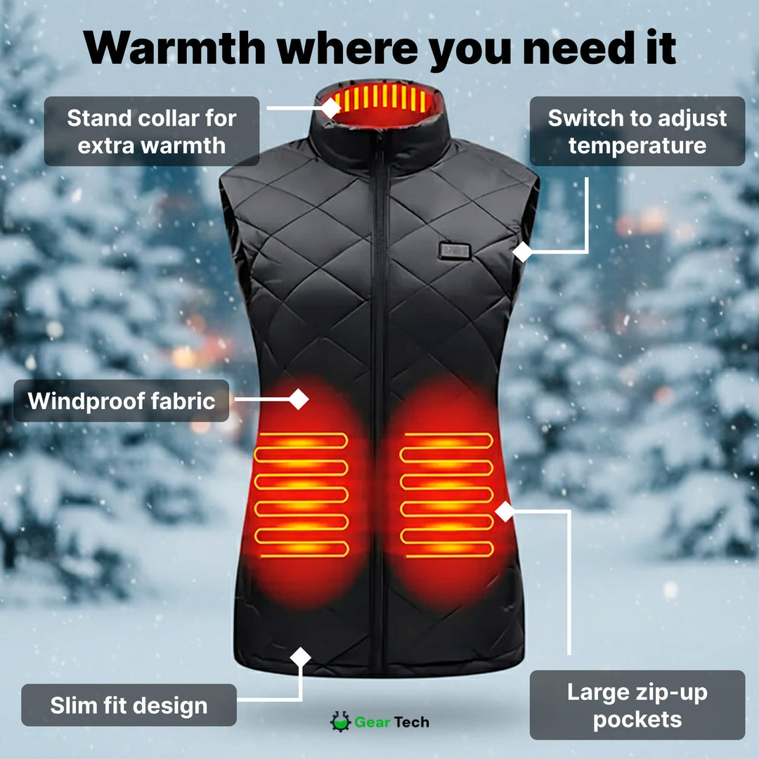 BowLift | Women's Heated Gilet | 9 Heating Zones, Customisable Heat Settings & Lightweight Design for Cold Weather Activities