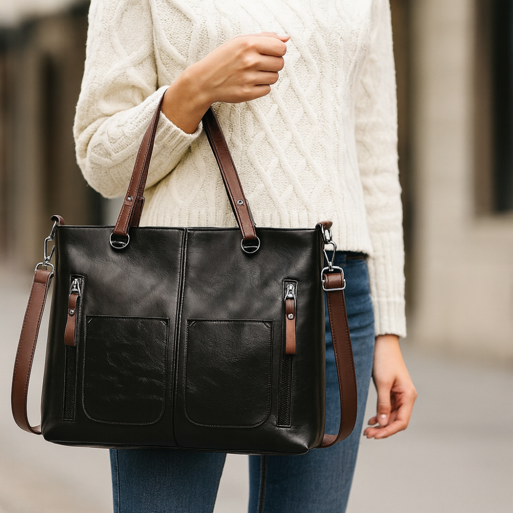 BowLift | Women’s Leather Tote Handbag Shoulder Crossbody Multi Compartments