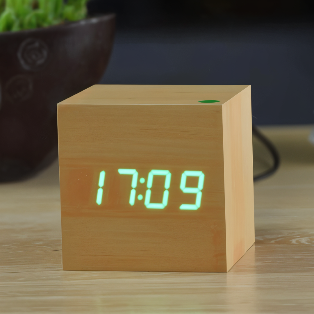 BowLift | Elegant Digital LED Clock in Wood
