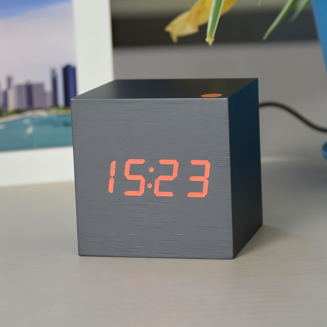 BowLift | Elegant Digital LED Clock in Wood