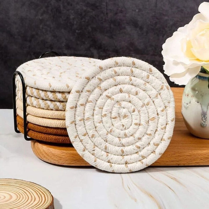 BowLift | Woven Whirl Coaster Set | 8Pcs Set