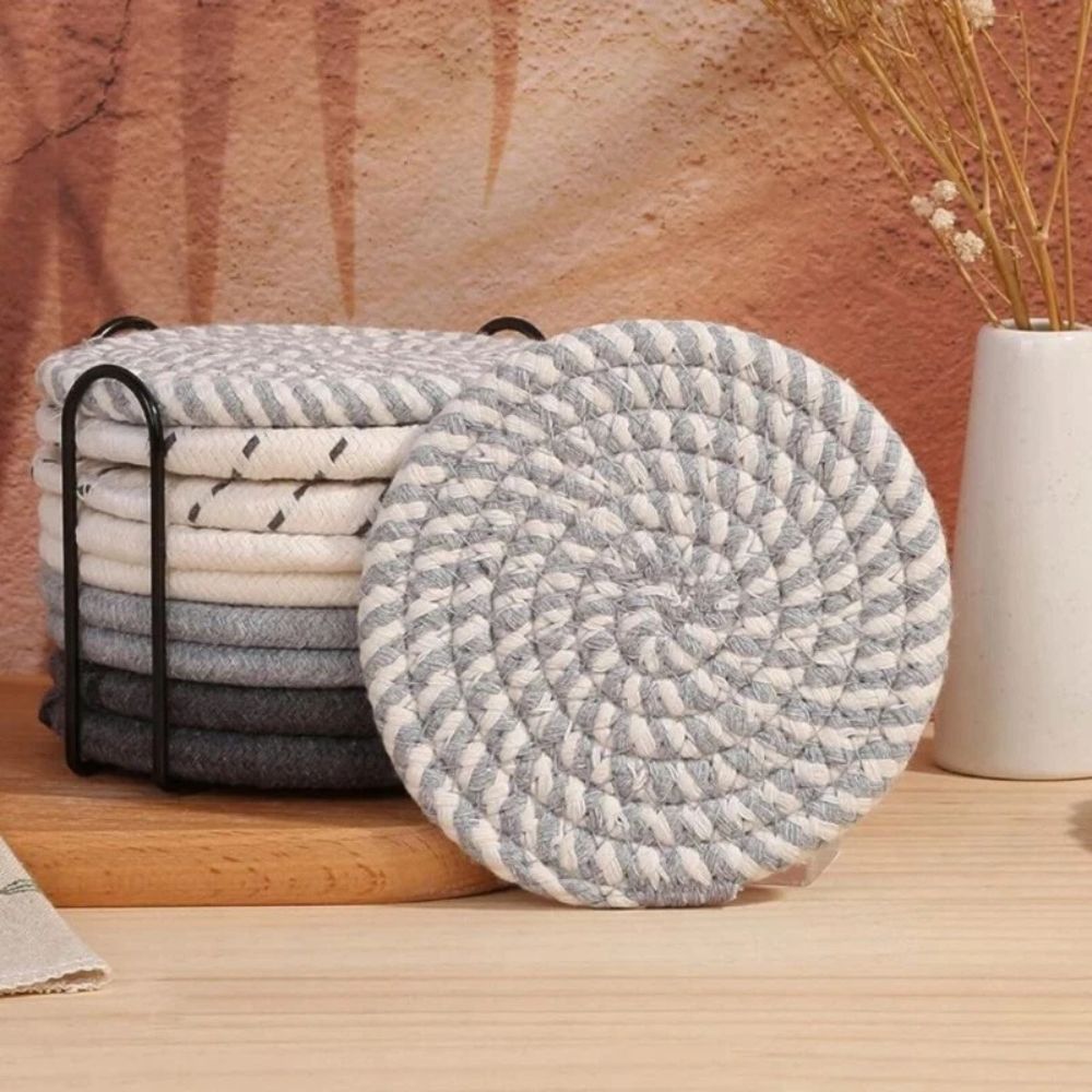 BowLift | Woven Whirl Coaster Set | 8Pcs Set