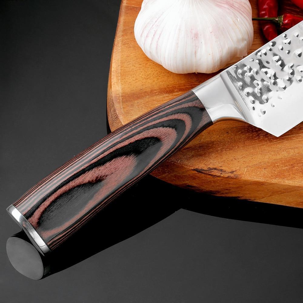BowLift | Santoku Japanese Chef Knife 8" Hand sharpened High Carbon Steel Knife