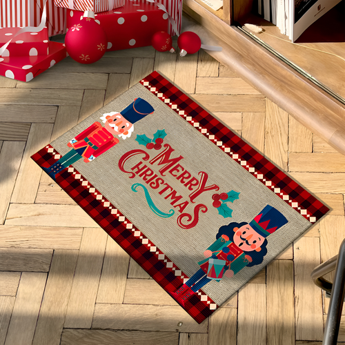 BowLift | WinterGlow Christmas Doormat | Nutcracker Motif | Non-slip & Washable | For Indoor & Outdoor