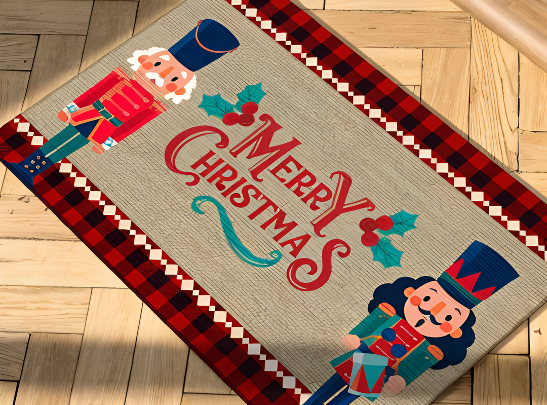 BowLift | WinterGlow Christmas Doormat | Nutcracker Motif | Non-slip & Washable | For Indoor & Outdoor