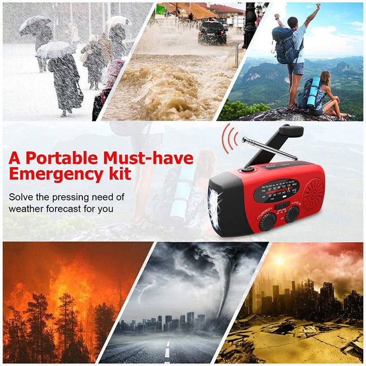 BowLift | Self-Powered Emergency Radio – Hand Crank, Solar, Flashlight & Power Bank – FM/AM Radio, Essential for Disasters and Emergencies
