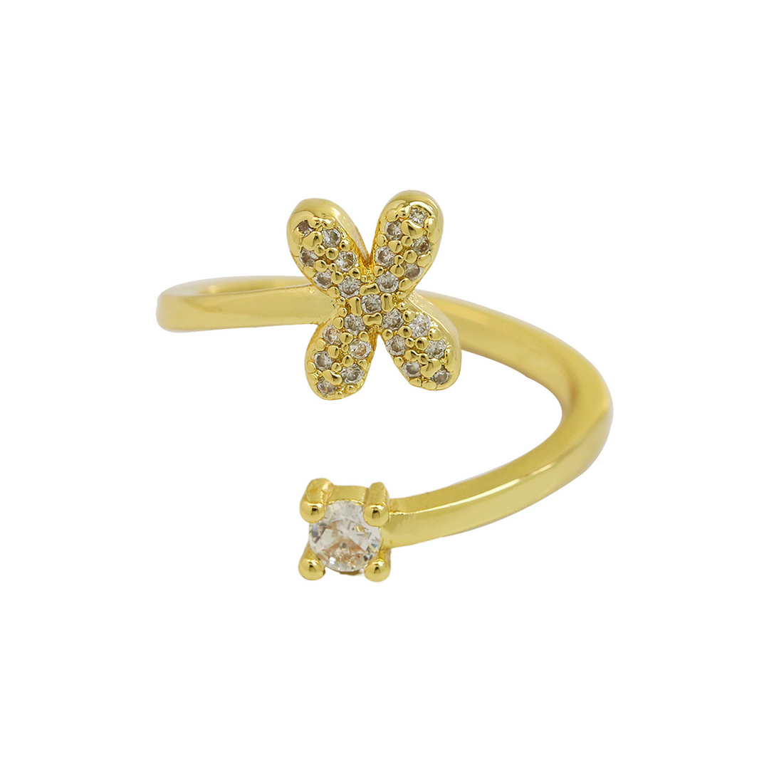 BowLift | Dainty Bubble Diamond Wrap Initial Ring