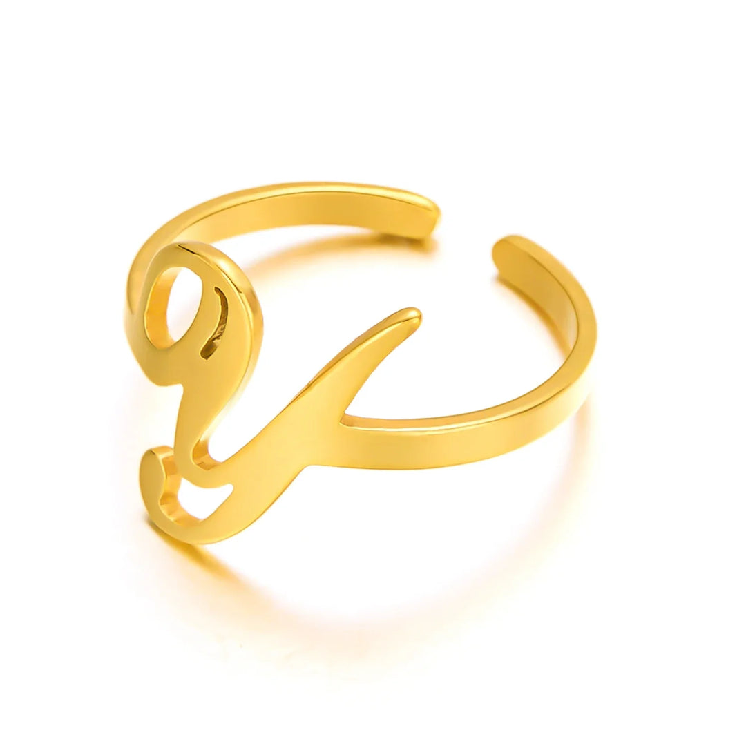 BowLift | Adjustable Italic Cursive Letter Initial Ring