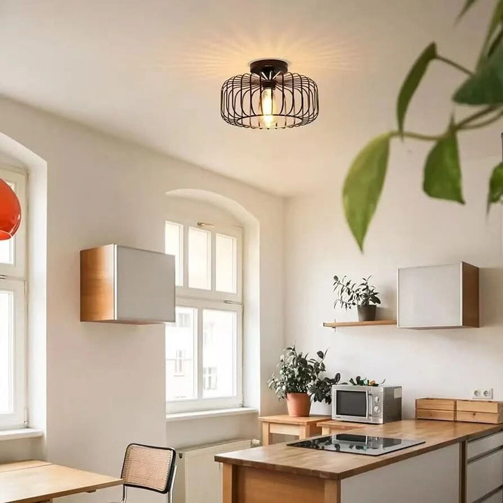 BowLift | Modern Birdcage E26 Ceiling Light – Iron Flush Mount Fixture