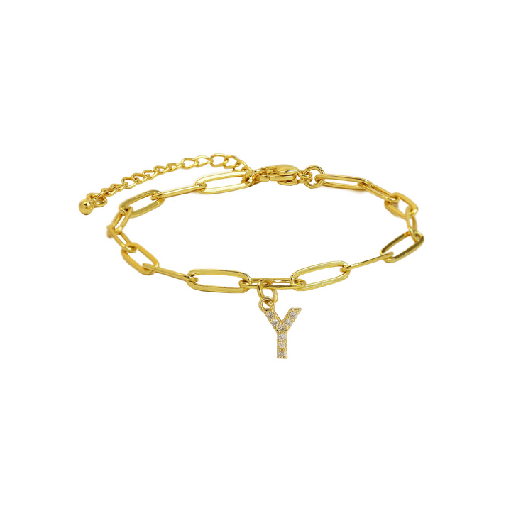 BowLift | Dainty Paperclip Letter Initial Bracelet
