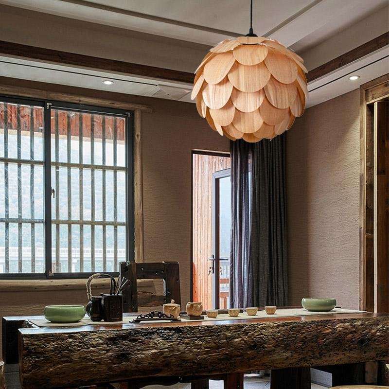 BowLift | PineappleGlow pendant light - Luxurious wooden pendant light in pineapple shape