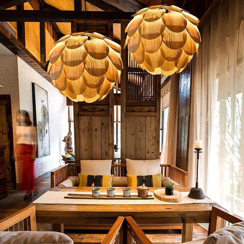 BowLift | PineappleGlow pendant light - Luxurious wooden pendant light in pineapple shape