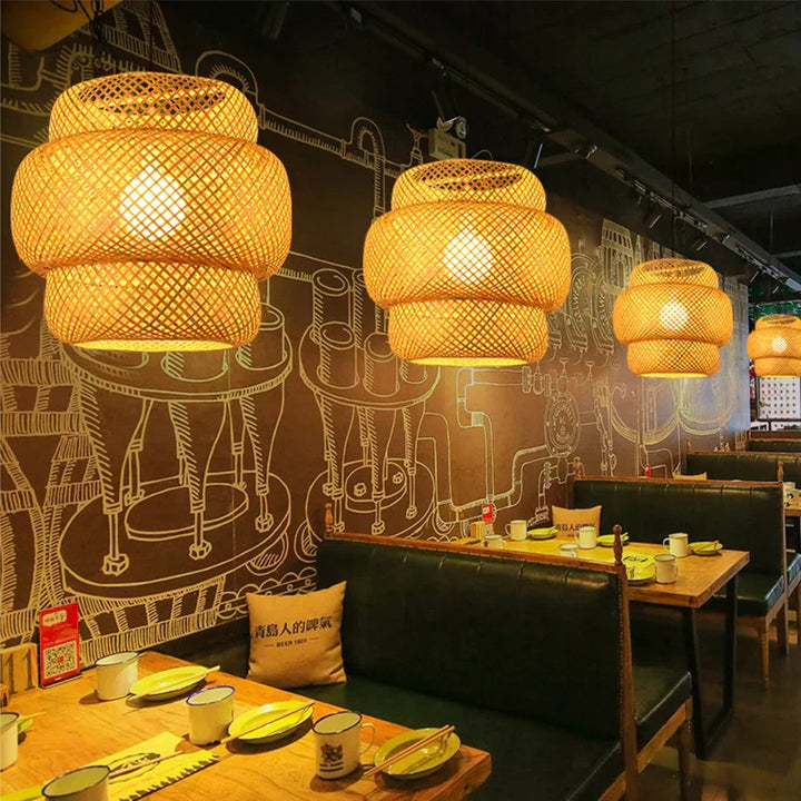 Handmade Rattan Pendant Light | Natural Lighting for Living Room & Dining Room | Cozy Bohemian Style | Bowlift