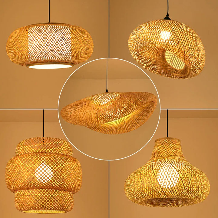 Handmade Rattan Pendant Light | Natural Lighting for Living Room & Dining Room | Cozy Bohemian Style | Bowlift