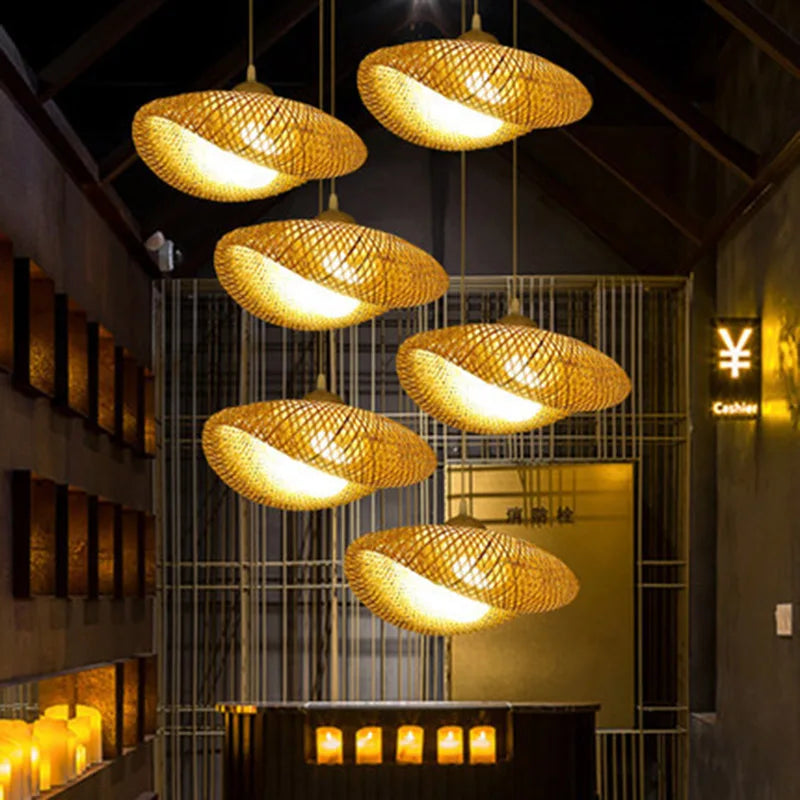 Rattan Chandelier | Handmade Boho Pendant Lamp for Dining Room & Living Room | Bowlift