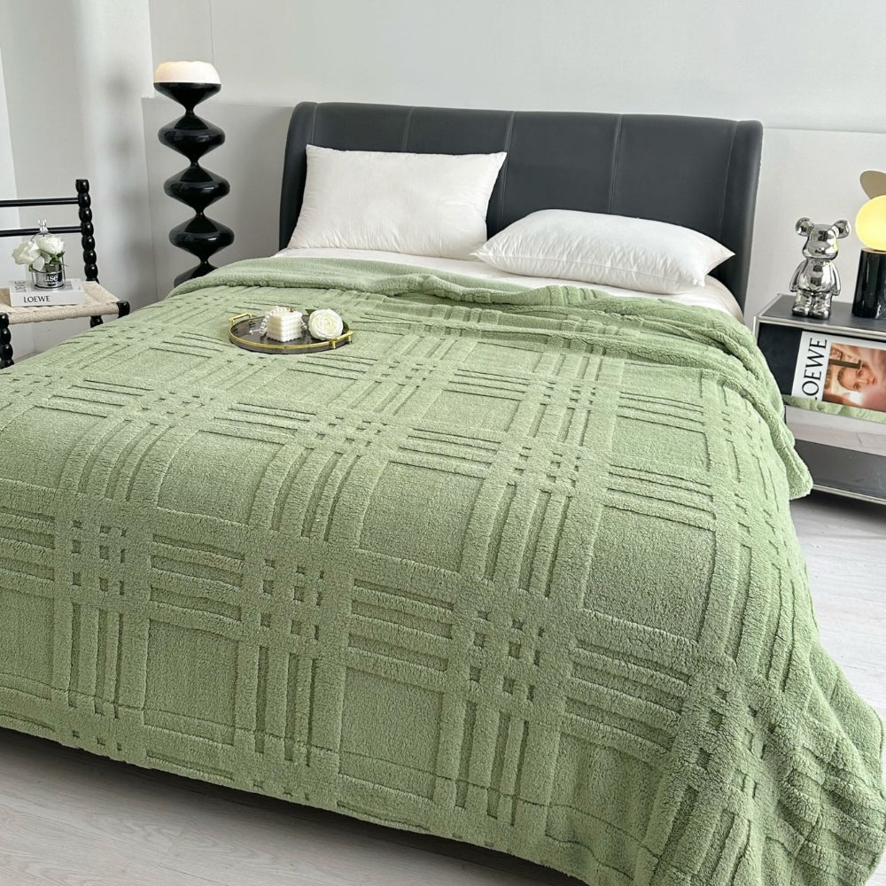 BowLift | Plaid Embossed Grid Pattern Winter Blanket