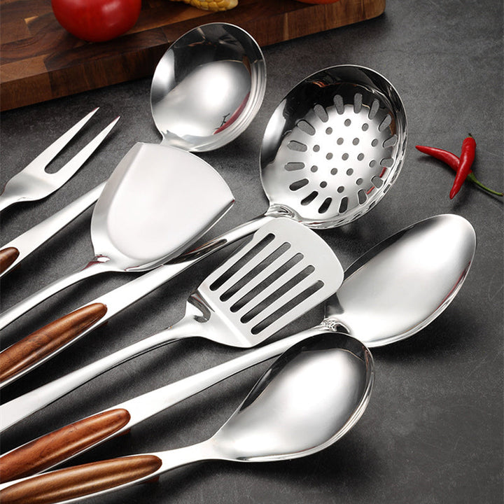BowLift | Stainless Steel Kitchen Utensil Set with Wooden Handles – Ergonomic and Stylish