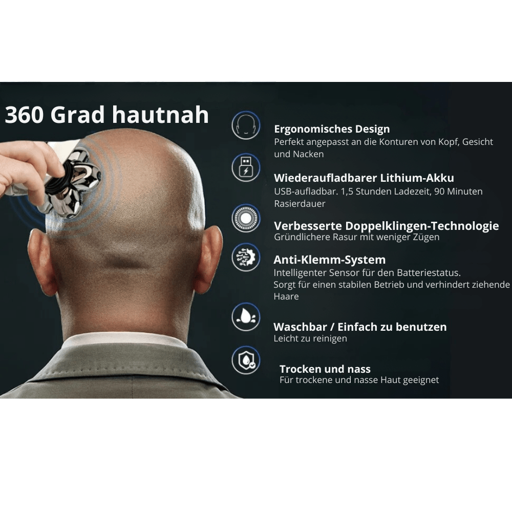 BowLift | 7D electric shaver with IP68 water protection & USB charging