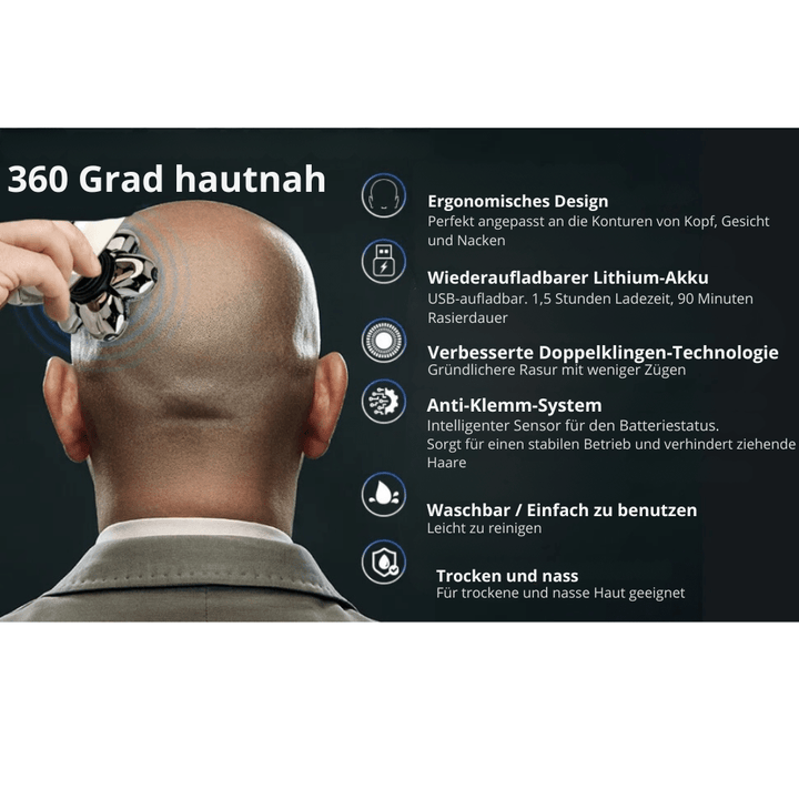 BowLift | 7D electric shaver with IP68 water protection & USB charging