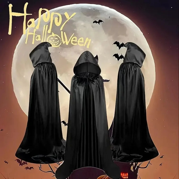 Black cloak with hood – Long unisex Halloween & cosplay wrap | Bowlift